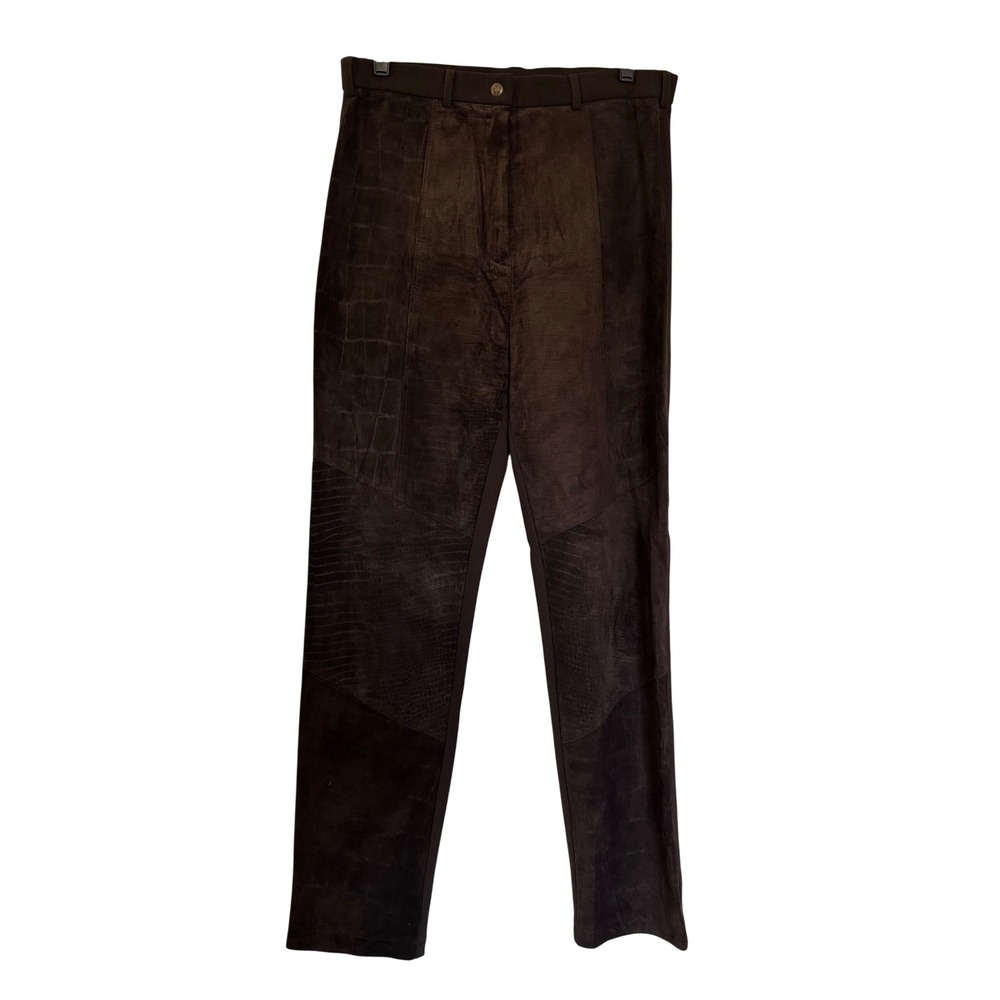 Arctic Dreams Brown Suede Patchwork Embossed faux Leather Pants Made in Canada L